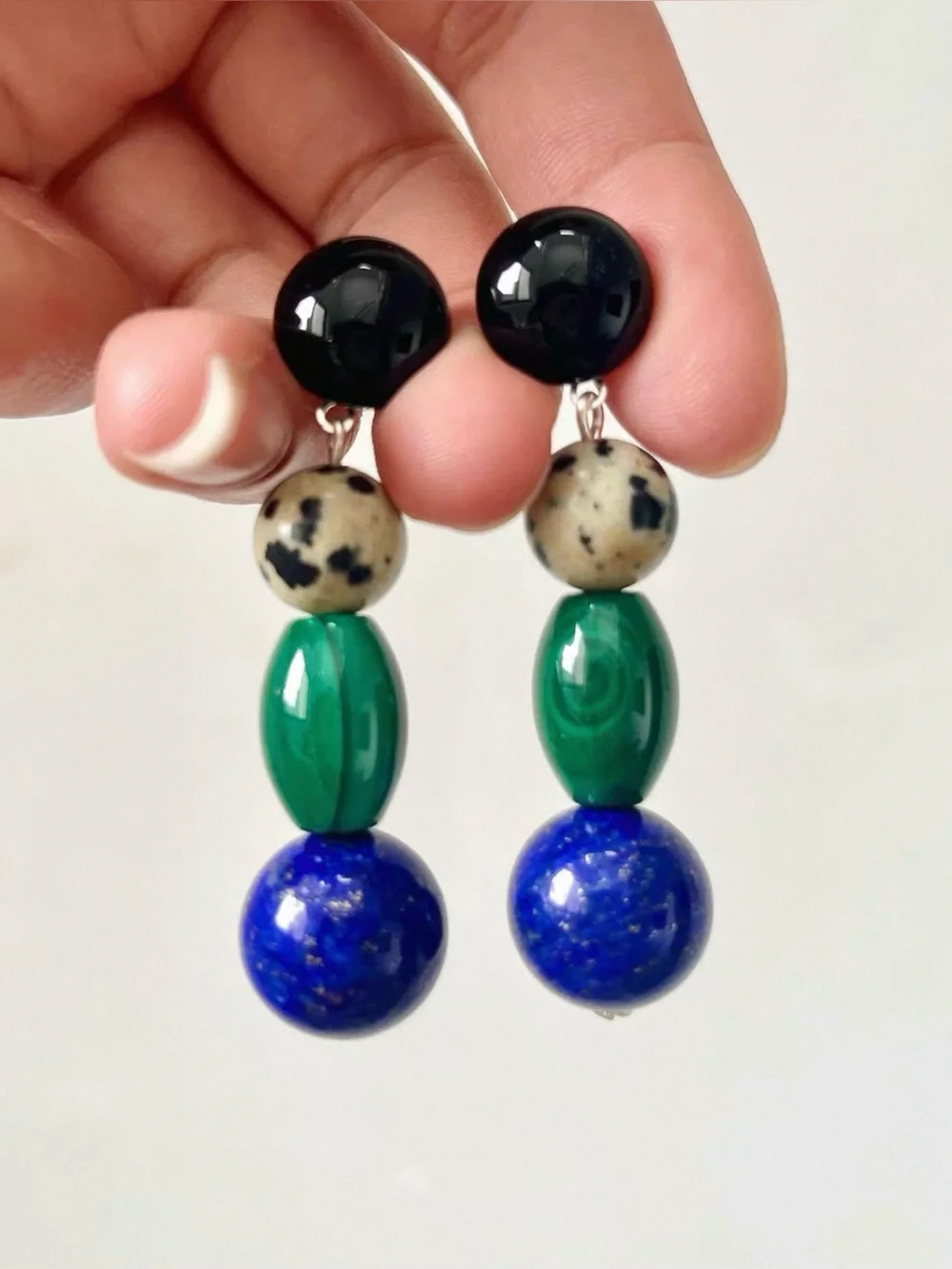GAOHAN Paris Starry Night Gemstone Drop Earrings 925 Silver Lapis